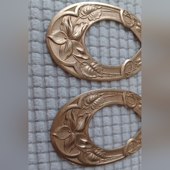 Real Copper Earrings / Gold Tone Flower design hand made - Picture 5 of 9